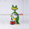 Solar-Powered Frog with Drum Lighted Garden