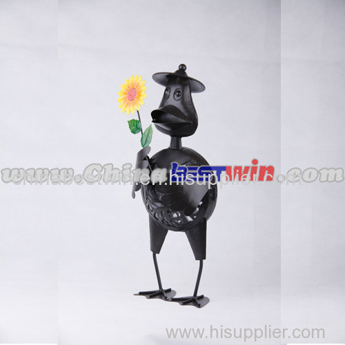 Metal duck with sunflower designed solar light