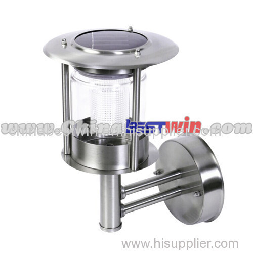 STAINLESS STEEL SOLAR POWERED WALL LANTERN LIGHT