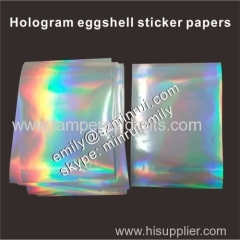 Hot sale A4 destructible holographic vinyl egg shell sticker papers