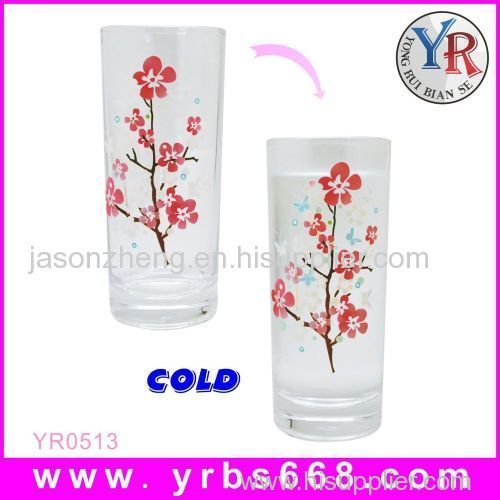 Color changing glass tumbler cup