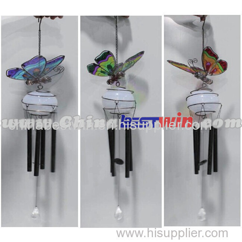 Garden Glows Solar Powered Glass Butterfly Wind Chime-3 chioces