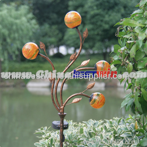 Metal Solar Stake Light With 4 Copper Color Balls