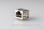 Modular Shielded RJ45 Jack , PCB Mount RJ45 Connector 8P8C Single Port With LED Gold Plated