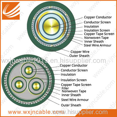 3.6/6KV YJV32-Copper Conductor XLPE Insulated PVC Sheathed Steel Wire Armoured Power Cable