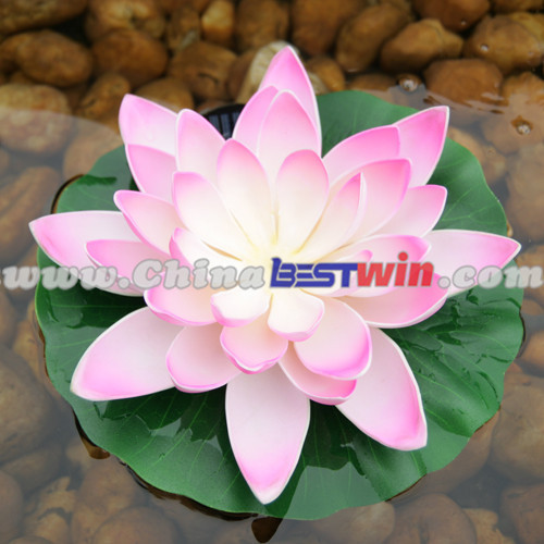 Plastic Solar Pond Light Landscape Pink Lotus