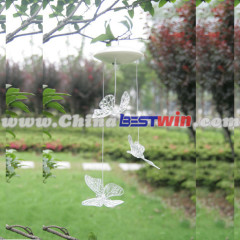 Plastic Solar Garden Light Wind Chimes White Butterfly