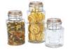 Promotional Glass Storage Canisters with chromed clamp and airtight lids food grade