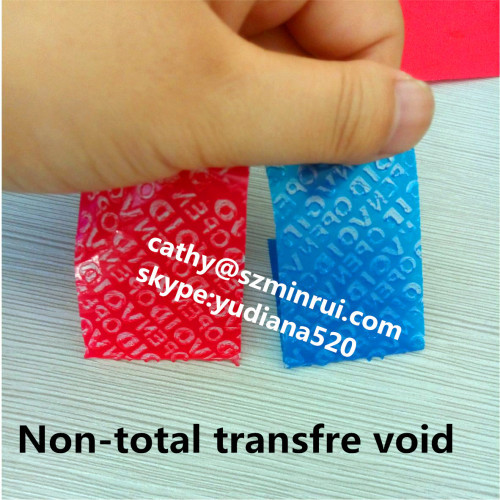 Custom very strong adhesive non transfer void open adhesive label tamper evident no residue
