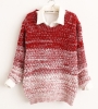 Gradual blending loose round neck sweater hedging women sweater