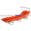 Orange Stripe Folding Sun Bed Lounger With sun visor