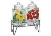 Double glass beverage dispenser with stand , hammered embossing for juicing