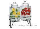 Double glass beverage dispenser with stand , hammered embossing for juicing