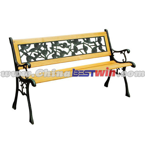 Garden Natural Long Bench Rose Cast Iron Legs