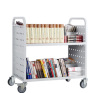 Library W type book cart with 2 shelves