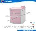 Anti - rust Pink Medical / hospital bedside table with drawer for Nursing home