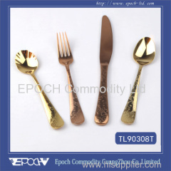 2015 New tableware cutlery set Titanium and laser finishing