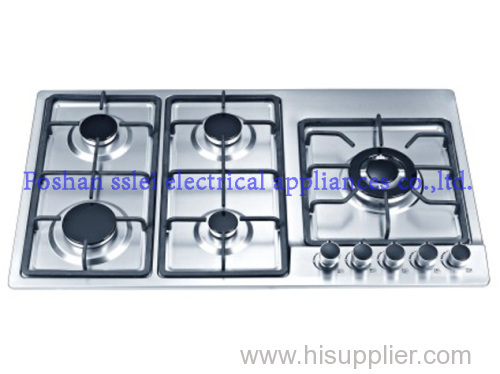 Built-in 5 burners stainless steel gas cooker