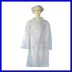 Plastic disposable isolation gown