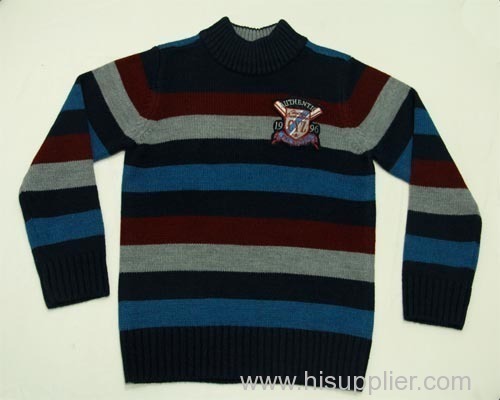 2015 Boys' Fashionable Color-striped Turtle Neck New Style Sweaters