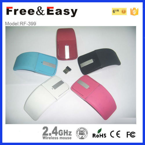Soft Foldable rubber oil and PU surface 2.4Ghz wireless Arc touch mouse with 1200DPI