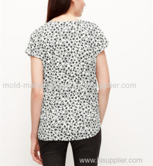 New supply 100% Polyeste short type V neck cap chiffon blouse China dress factory