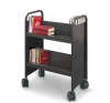 Library double-sided sloped-shelf book cart