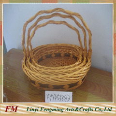 Mini round white wicker flower basket