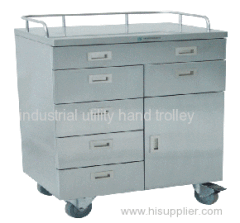 Medication dressing stainless steel trolley cart with drawers