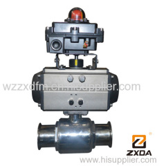 SMS 3A ISO DIN Penumatic Sanitary Tri-clamp Ball Valves SS304 CF8 CF3M