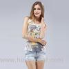 Ladies / Womens Tank Tops , Printed Love pattern front Fishnet back Knit Vest for Girl