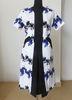 Center front black panel print flower cotton dress ladies fashion clothing for Summer