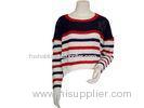 Stripe mesh jumper with star rhinestion decoration ladies pullover sweaters for Lady