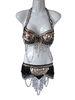 Adult belly dance bra and belt sets wear with coins , metal chains for Girls