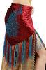 Long fringes triangle velvet hip belly dancing hip scarf with peacock design for women
