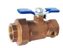 Single Union End Bronze Ball Valve with Waste Drain-Threaded