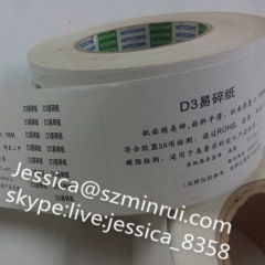 D3 Self adhesive Custom Eco-friendly Ultra Destructive Vinyl Label Materials Tamper Proof Label Papers