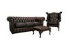 Hotel / Home long Black Leather Chesterfield Sofa for living room furniture