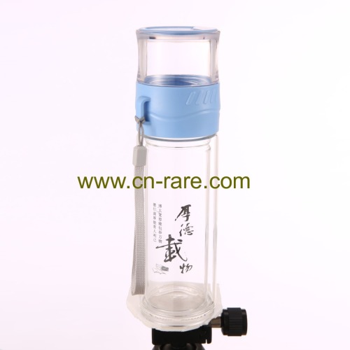 Double layer hand hold Vacuum glass cup with printde logo