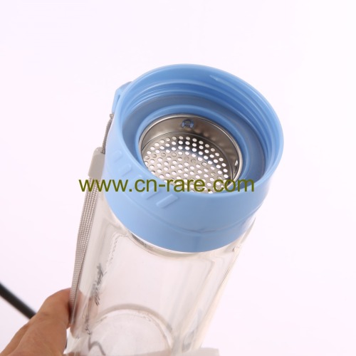 Double layer hand hold Vacuum glass cup with printde logo