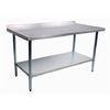 Silver White Industrial Stainless Steel Work Table With Backsplash Durable