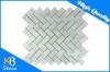 Herringbone White Carrara Marble Mosaic Wall Tile Polished for Bathroom Floor , Kitchen Wall