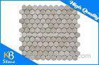 Honeycomb Polished Wooden Beige & Athens Grey Marble Mosaic Tile Sheet Hexagon Shape