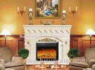 Resin White Painted Freestanding Electric Fireplace , Flame Fireplace Heaters