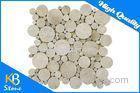 Mixed Round Marble Polishing Cream Marfil Tile Mosaic Home Decoration Tile Indoor / Outdoor