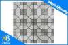 Wooden Beige & Athens Grey Lined Polished Marble Mosaic Tile Irregular Shape 10mm Thickness