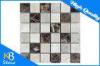 Polished Finish Cream Marfil Mosaic Marble Tile Mixed Emperador Dark Square Shape