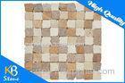 Square Pattern Polished Travertine Mosaic Mixed Colour Home Flooring Tile / Wall Decoration Tiles