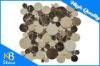 Irregular Round Cream Marfil Marble Mixed Dark Emperador Wall Decoration Mosaic Wall Tile