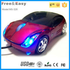 LED car shape 3D optical usb cable optical mouse